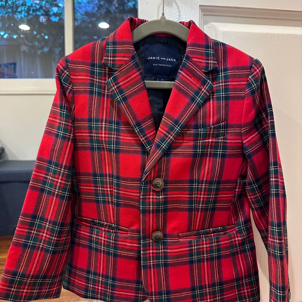 Janie and Jack Multicolor Plaid Blazer